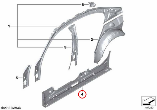 RIGHT INTERIOR LEADING OEM 41007487324 For BMW G20, G21, G28, G80. Original BMW.
