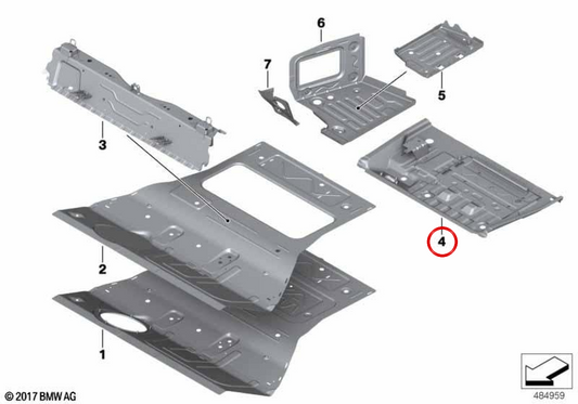 Parte inferior do porta-malas traseiro OEM 41007493923 para BMW G01, G08, F97, G02, F98. BMW genuíno.