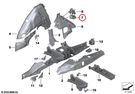 Suporte de cinto de segurança traseiro esquerdo OEM 41007493959 para BMW G01, G08, F97, G02, F98. BMW genuíno.