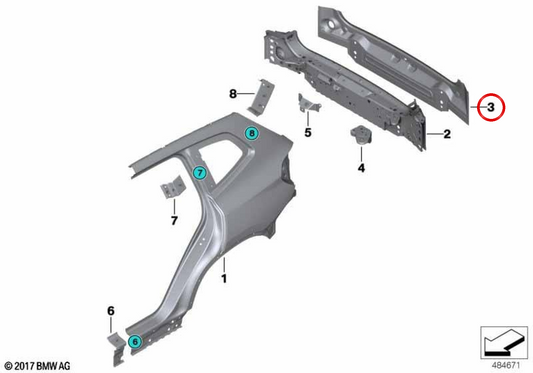Copertura posteriore OEM 41007493966 per BMW G02, F98. BMW originale.