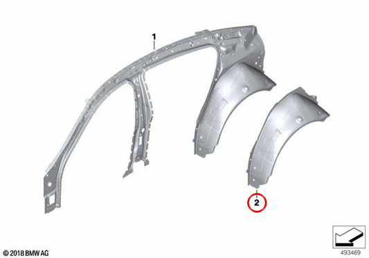 Revestimiento exterior del paso de rueda trasero derecho OEM 41007494260 para BMW F93, G16. Original BMW.