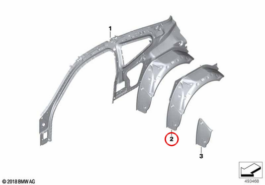 Rechte Hinterradbeschichtung OEM 41007494424 für BMW F92, G15. Original BMW.