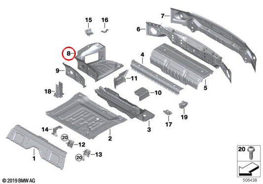 Revestimiento lateral derecho del maletero OEM 41007499106 para BMW F93, G16. Original BMW.