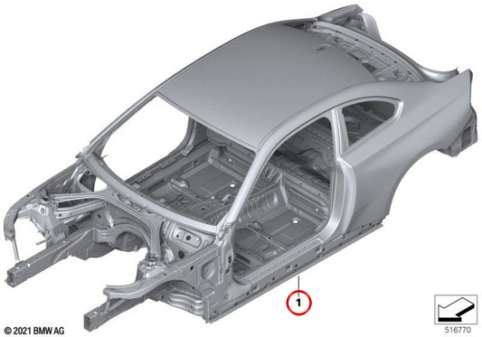Esqueleto de carroçaria sem VIN OEM 41007885792 para BMW Série 2 G87 M2, M2 CS... e mais. Original BMW.