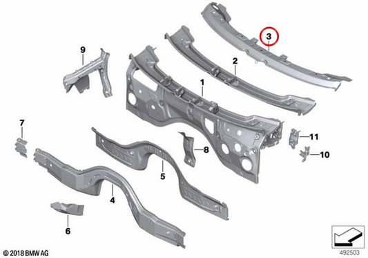 UPER PANNEAU FRANT REMPRORMATION OEM 41007933526 pour BMW G05, G18, F95, G06, F96, G07, G09. BMW d'origine.