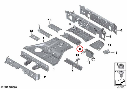 Suporte traseiro do eixo traseiro Crossmember OEM 41007947361 para BMW G05, G18, F95, G06, F96, G09. BMW genuíno.