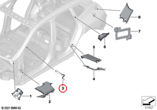 Upper exterior molding from the pillar to OEM 41007955443 for BMW IX (I20). Original BMW.