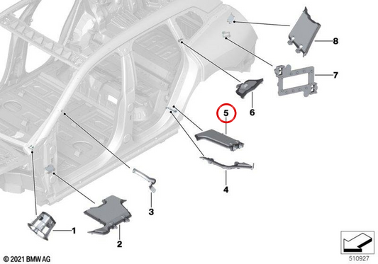 Rivestimento interno sinistro di PILER C inferiore OEM 41007955453 per BMW I20. BMW originale.