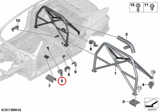 OM 41008072156 Ancre de ceinture de sécurité droite pour BMW F82, F83. BMW d'origine.