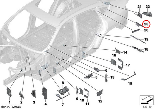 Moldura exterior pilar D derecho OEM 41008496062 para BMW G06, F96. Original BMW.