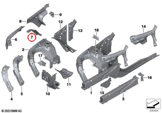 Soporte Refuerzo Derecho OEM 41008497158 para BMW G01, G08, F97, G02, F98. Original BMW.
