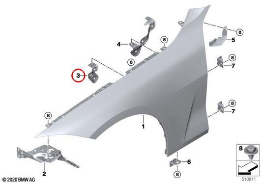 OEM 41009466089 Supporto lato anteriore sinistro per BMW G80, G81, G22, G23, G26, G82, G83. BMW originale.
