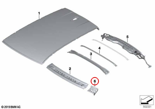 Soporte lateral derecho para parabrisas OEM 41009466182 para BMW F40, F70. Original BMW.