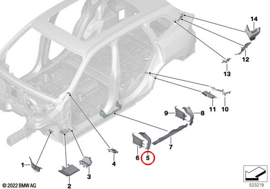 Outdoor linker Eingangsformmaterial OEM 41009479351 für BMW U11, U12. Original BMW.