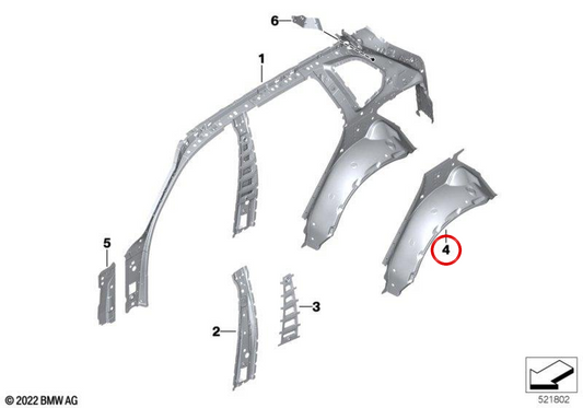 Fin intérieur arrière gauche (moitié extérieure) OEM 41009481377 pour BMW G07. BMW d'origine.