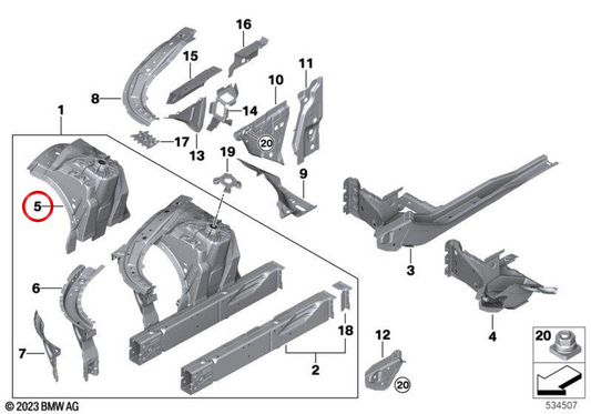 Support de chiots Oeme Puntar 41009481882 pour BMW G70. BMW d'origine.