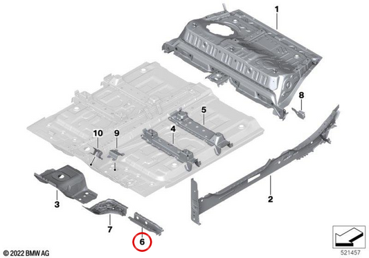 Traverse avant de batterie haute tension gauche OEM 41009622329 pour BMW série 2 U06, X1 U11, X2 U10, MINI Countryman U25. BMW et MINI d'origine.