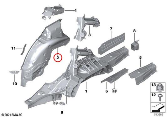 Rechter Innenrad -Schritt OEM 41009626554 für BMW G26. Original BMW.