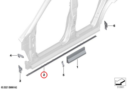 Soporte guía de tuercas OEM 41009631363 para BMW G20, G21, G22, G23, G26, G80, G81. Original BMW.