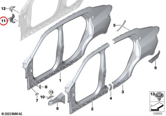 Untere Paneel OEM 41009634691 für BMW U11, U12, U10. Original BMW.