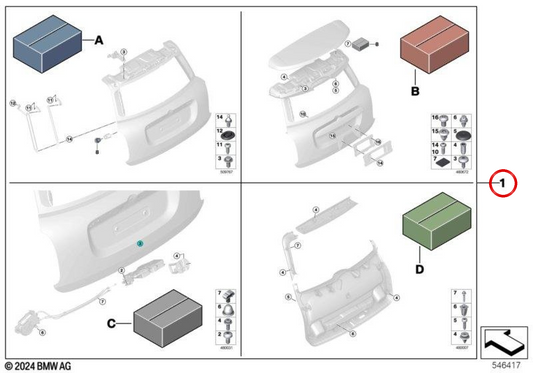 Tailgate Mounting Kit OEM 41009650354 for MINI Countryman F60 and F60 LCI. Original MINI.