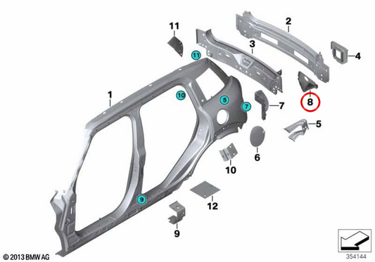 Verschlussplatte für rechten Radkasten OEM 41009805628 für MINI Countryman R60, Paceman R61. Originaler MINI.