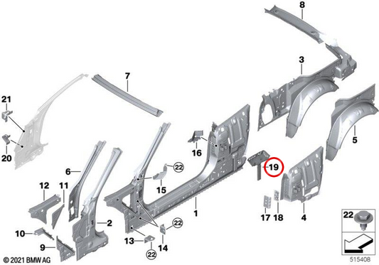 Scatola di raccolta dell'acqua destra OEM 41009879774 per BMW G23, G83. BMW originale.