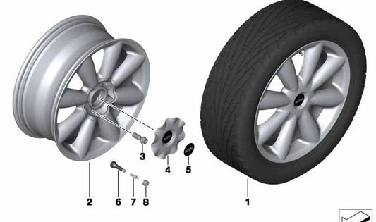 Llanta de aleación ligera Orbitgrey OEM 36109813647 para MINI R60, R61, F55, F56, F57, F54, F60. Original MINI.
