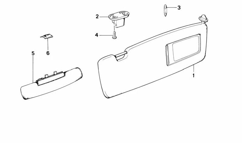 Parasoles with conductor side OEM 51168145585 for BMW E32. Original BMW.