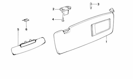 Parasoles with conductor side OEM 51168145585 for BMW E32. Original BMW.