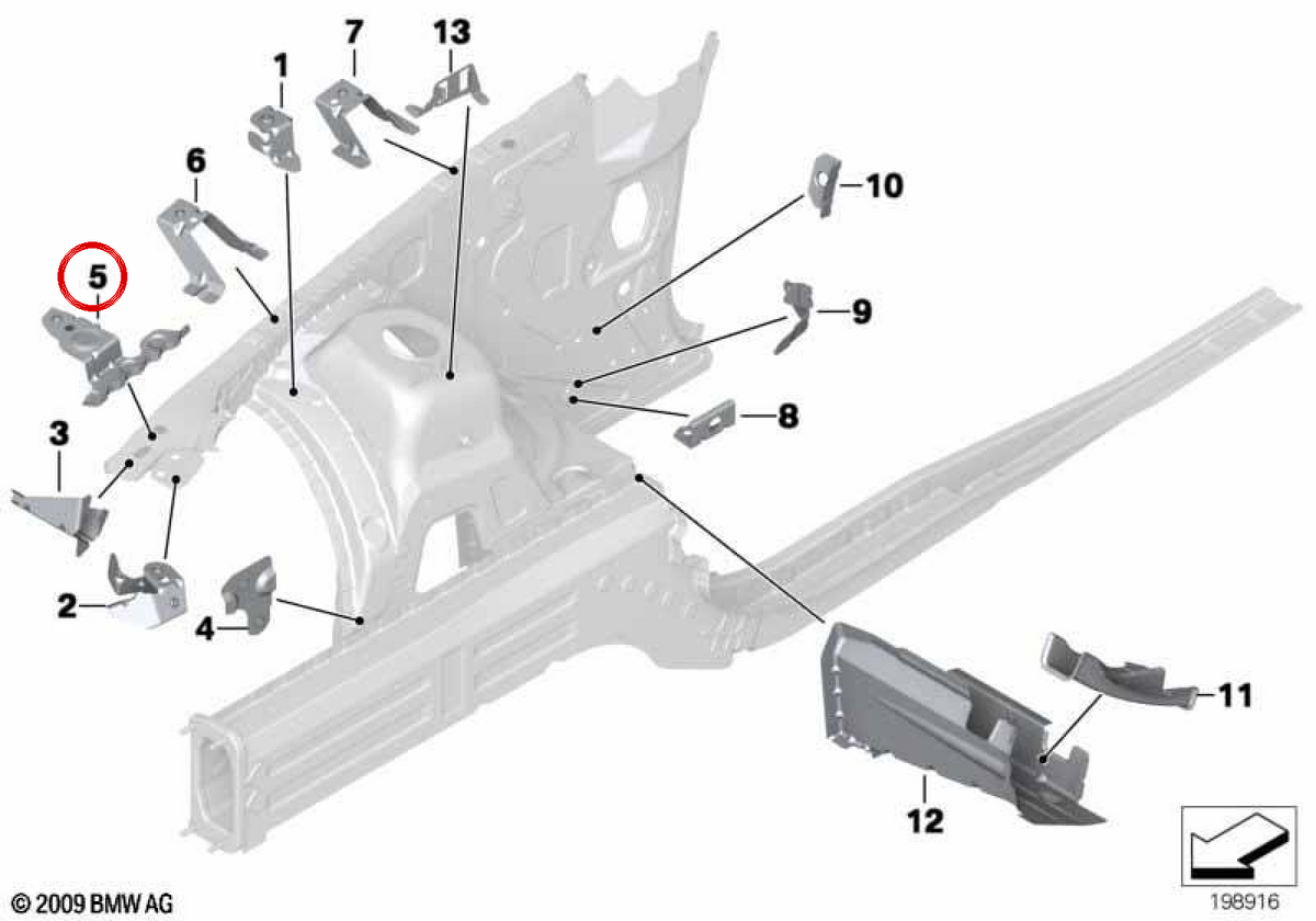 Elemento deformable delantero derecho OEM 41102992892 para BMW E84. Original BMW.