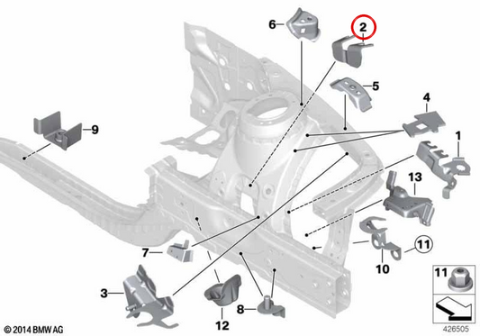 Soporte RDS/BVA izquierdo OEM 41107284097 para BMW F20, F21, F22, F23, F87, F30, F31, F34, F80, F32, F33, F36, F82, F83. Original BMW.