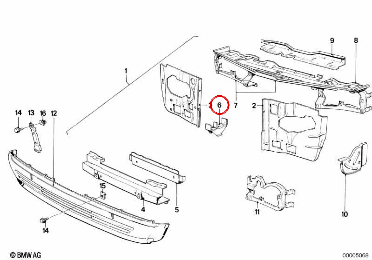 OEM body support 41111872083 for BMW E21. Original BMW.