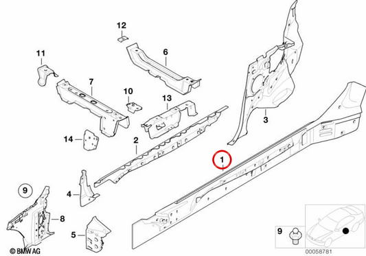 Châssis droit Leader OEM 41117001928 pour BMW E46 (316i, 318i, 320i, 323i, 325i, 328i, 330i, M3). BMW d'origine.