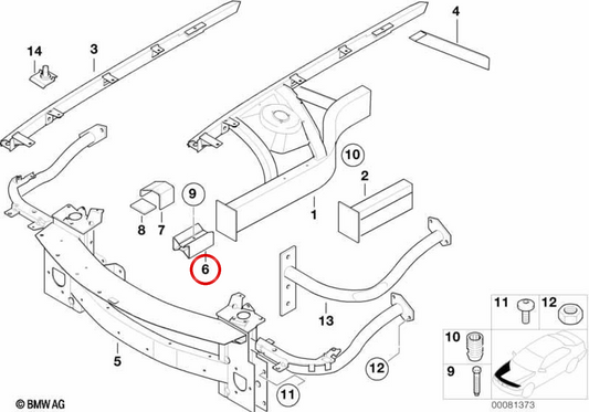 Supporto motore OEM 41117006154 per BMW E52. BMW originale.