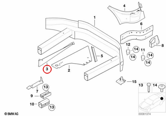 OEM 4117006313 Supporto a vassoio multifunzione sinistra per BMW E52. BMW originale.