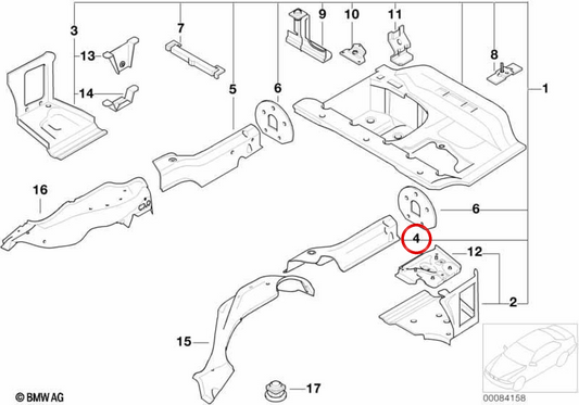 CBAR arrière gauche OEM 41117015859 pour BMW E46. BMW d'origine.