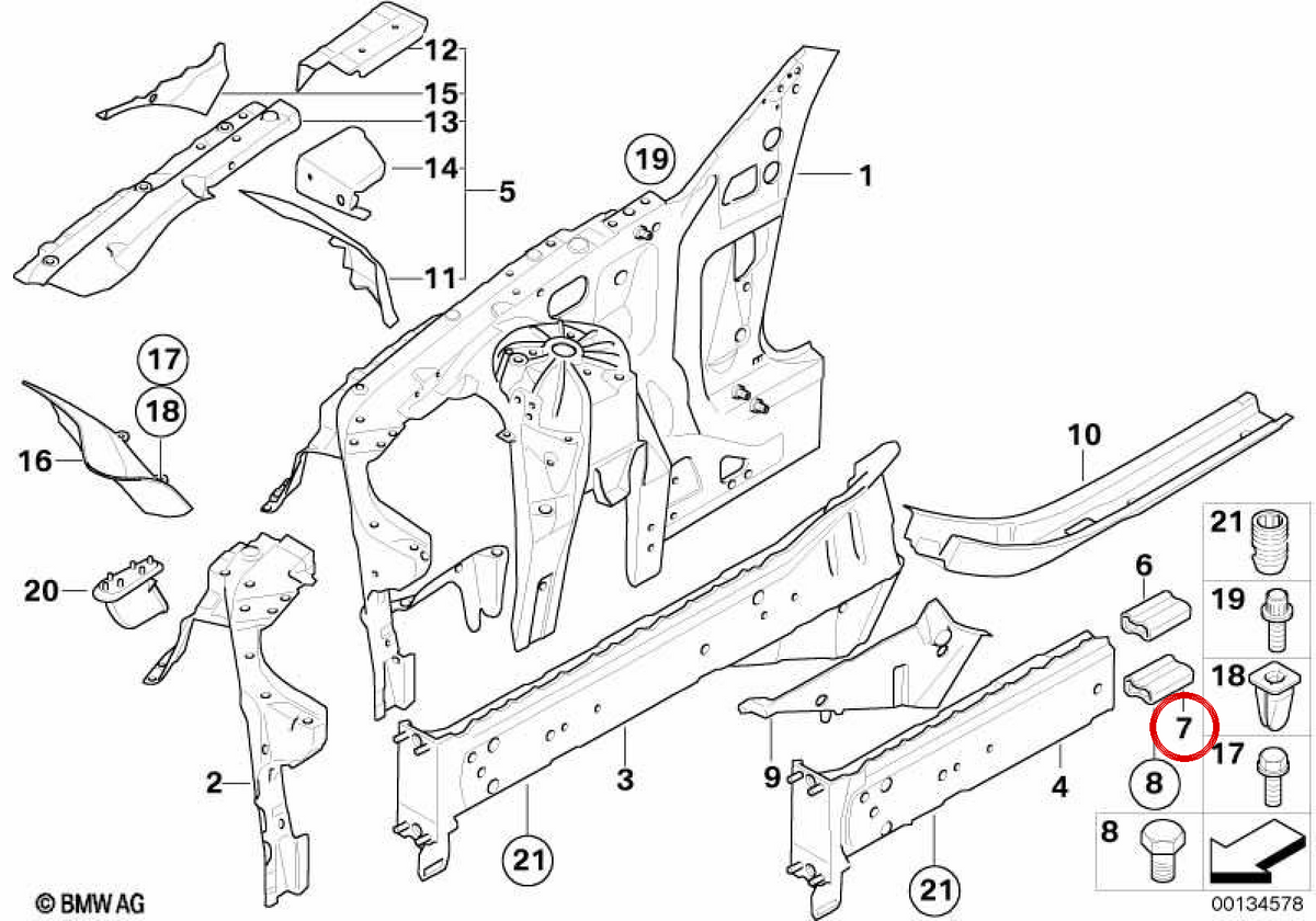 Repair Lower motor support OEM 41117121529 for BMW E60, E61, E63, E64. Original BMW.