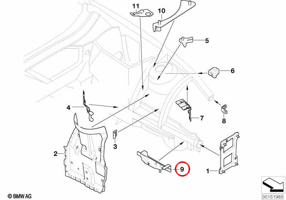 OEM 41117161493 Supporto stabilizzatore sinistro per BMW E85, E86. BMW originale.