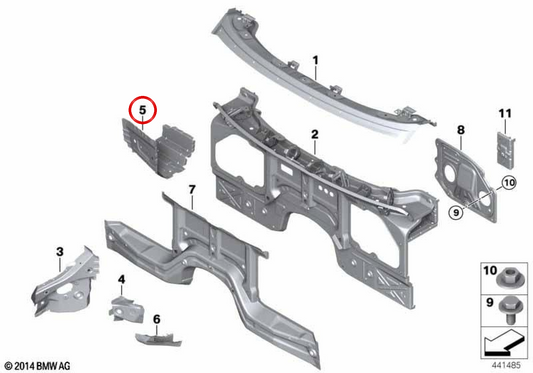 Rechte Bindungsplatte der rechten Seite 41117174304 für BMW E70, E71, E72, F15, F16, F85, F86. Original BMW.