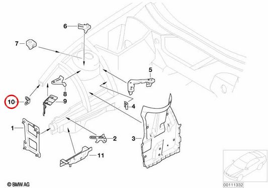 Right front wall support 4111717966 for BMW E85, E86. Original BMW.