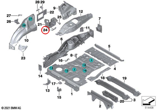 OEM 41117195355 Linksanschlussunterstützung für BMW E70, E71, E72, F15, F16, F85, F86. Original BMW.