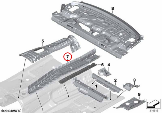 Soporte izquierdo del bastidor de transmisión OEM 41117284205 para BMW F20, F21, F22, F23, F87. Original BMW.