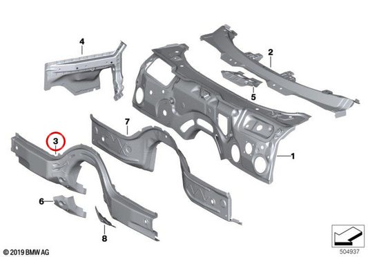 Supporto di rinforzo frontale 41117479625 per BMW G29. BMW originale.