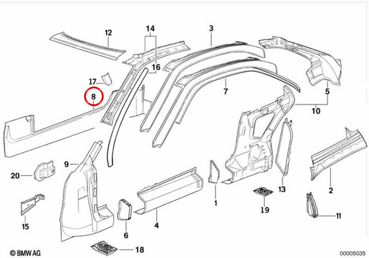 CRUST-CRUSSE OEM 41118108434 pour BMW E31. BMW d'origine.