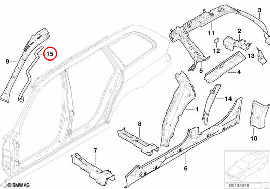 OEM 411165633 left drain tube for BMW E39. Original BMW.