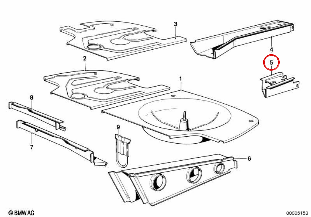Supporto a destra OEM 41121976606 per BMW E12, E24. BMW originale.