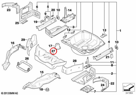 Suspensionsarmunterstützung OEM 41127032575 für BMW E46. Original BMW.