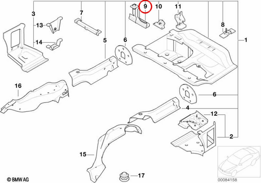 Soporte de batería delantero OEM 41127058087 para BMW E46. Original BMW.