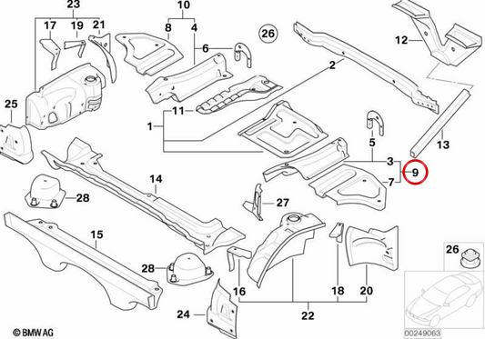 Linkes Board OEM 41127076083 für BMW E85, E86. Original BMW.